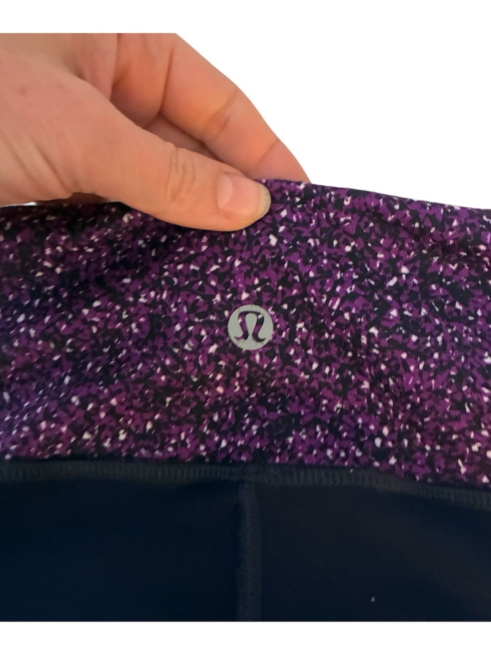 lululemon athletica Black Leggings with Purple Glitter Waistband - Picture 3 of 3